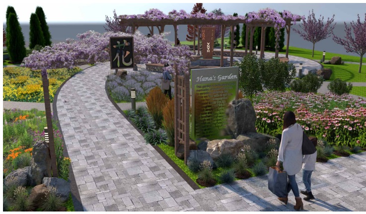 Hana's Garden main entrance concept rendering