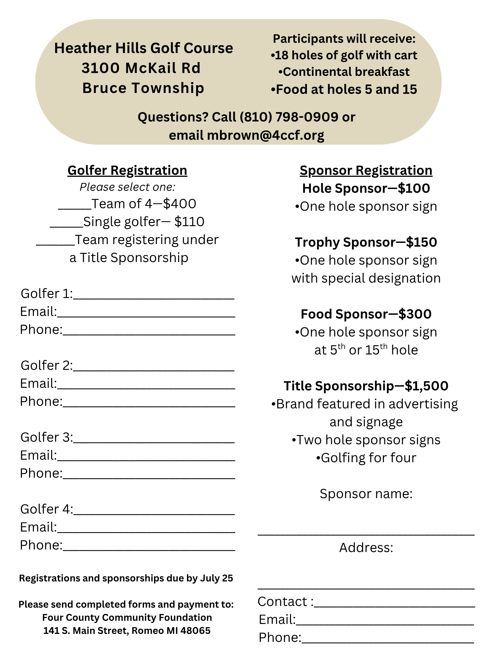 2025 IG Library Golf Outing flyer page 2